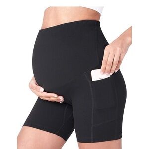 Poshdiva Maternity Yoga Pocket Biker Shorts